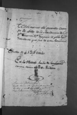 Expediente formado al Coronel Joaquín de Alós, Gobernador que fue de la Provincia, sobre Residencia.