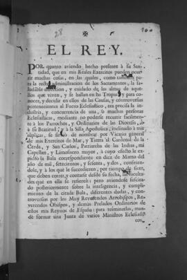 Bula sobre jurisdicción y facultades concedidas al Patriarca de las Indias en su calidad de Vicario General de los ejércitos de mar y tierra y sobre extención de rezo.